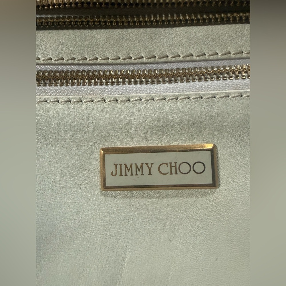 Jimmy Choo Cream and Gold Fold-Over Wristlet Clutch - Picture 10 of 11